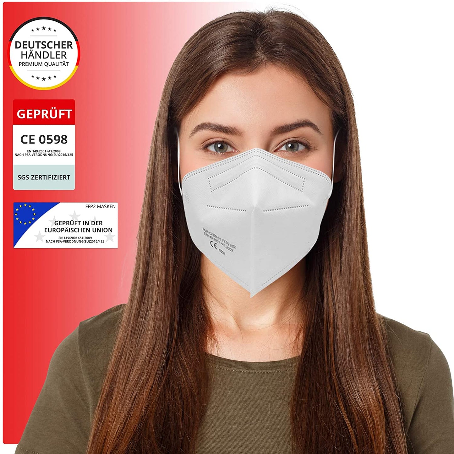 10x FFP2 Atemschutzmaske weiß SGS geprüft mit Ohrschlaufe Größe M