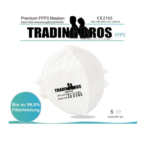 5x Premium FFP3 Maske WDF303 Kopfschlaufe