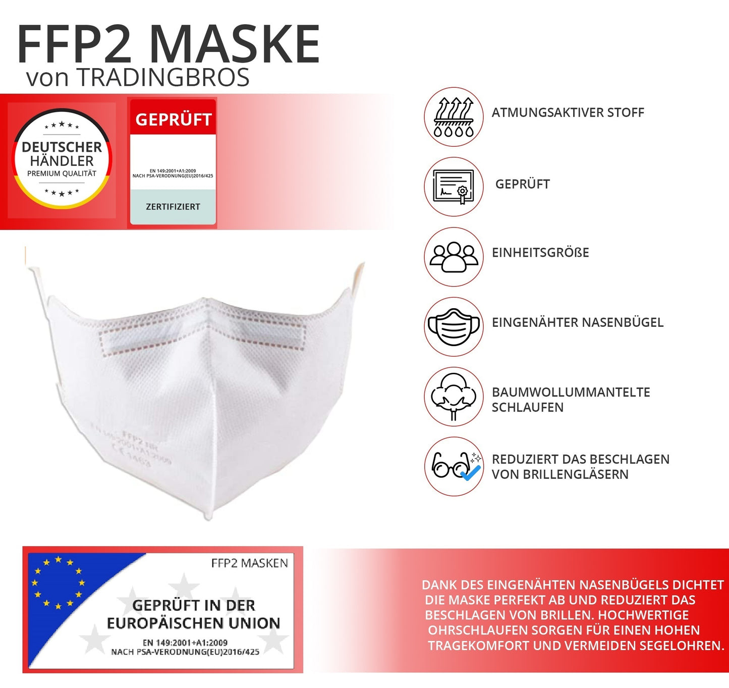 5x Kleine FFP2 Masken weiß Ohrschlaufe FB Größe S